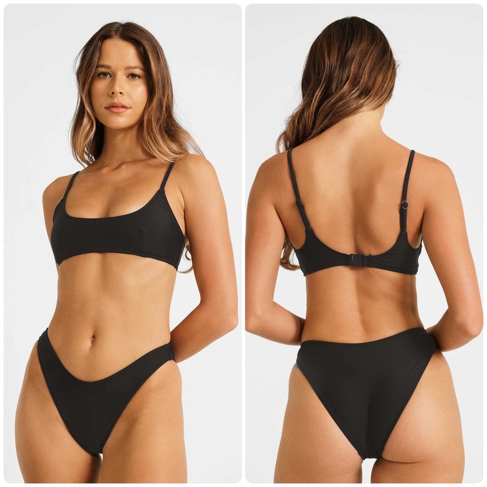 NWT Blackbough Bikini Scoop Neck Top Bermuda Black Sz Medium